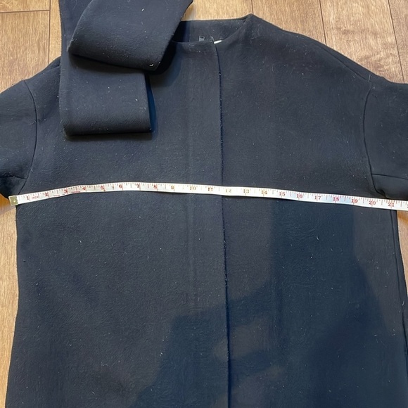 Oak + fort womens cocoon wool coat XS long zipper shawl scarf attached black - Picture 8 of 13